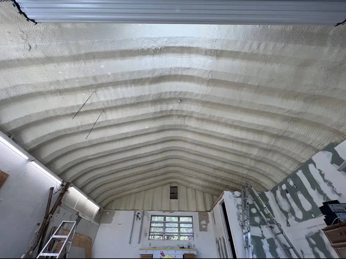Spray polyurethane foam applied to the underside of a metal roof deck in Wauchula